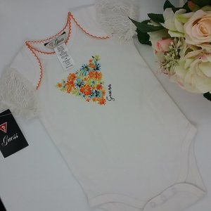 Guess Lace Sleeve Floral Print Bodysuit